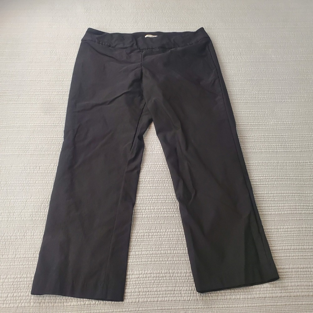 NIC+ZOE Straight Leg Pants Womens 18 Black Wonderstretch Pull On Trousers